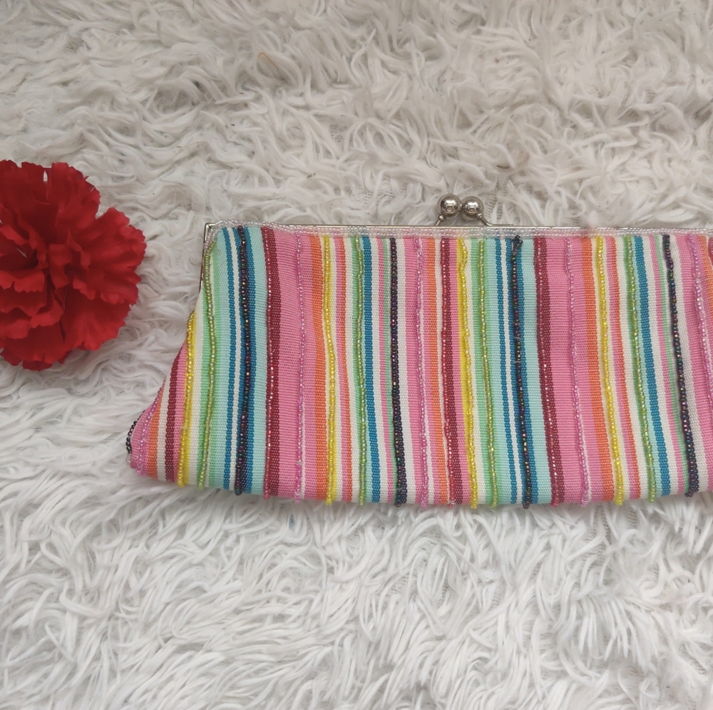 Unique Rainbow Beaded Clutch